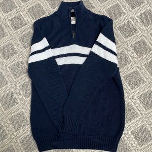 Boys size 10-12 brand new without tags navy sweater. Fits more like a 12-14.